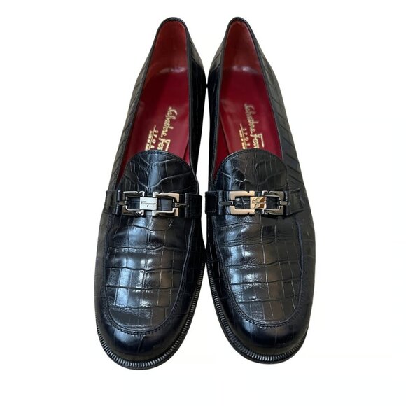 SALVATORE FERRAGAMO Black LEATHER LOAFER - Picture 8 of 8